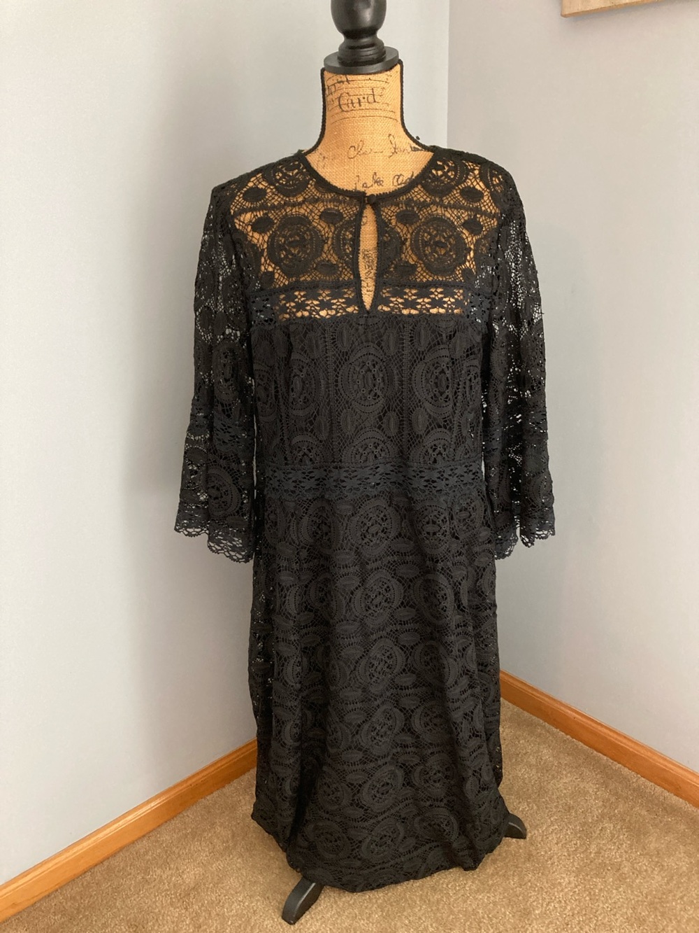 Nanette Lepore Black Lace Long Sleeve Dress Women Size 22